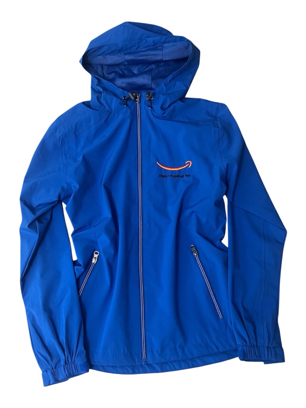 Blue Hooded Rain Jacket with Zip Pockets